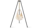 Schmusewolke Federwiege, Anthrazit, Beige, Holz, Metall, Textil, Buche, 135x194x135 cm, wendbar,Deckenmontage möglich, Feder mit Sicherheitsseil, Babymöbel & Kindermöbel, Babyzimmer, Babybetten, Stubenwagen & Babywiegen