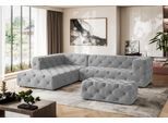 Ecksofa HOME AFFAIRE "FOLLINA", grau, B:325cm H:71cm T:228cm, 100% Polyester, Sofas, Ecksofa, L-Form, mit klassischer Chesterfield-Knopfheftung