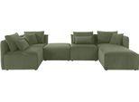 Wohnlandschaft OTTO HOME "Nöre U-Form", grün (dunkelgrün), B:340cm H:86cm T:172cm, 92% Polyester, 8% Polyamid, Sofas, Wohnlandschaft, 5 Teile, in vielen Bezugsqualitäten und Farben s. auch "Nöre"