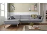 Ecksofa OTTO HOME "Bille L-Form", grau (hellgrau), B:302cm H:86cm T:178cm, Samtoptik (100% Polyester);Luxus-Microfaser weich (100% Polyester);Struktur (100% Polyester);Struktur fein (100% Polyester), Sofas, Ecksofa, mit Naht im Rückenkissen und Beinen aus Eichenholz