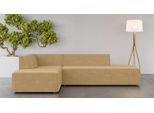 Ecksofa OTTO HOME "Ecksofa Cavan mit Ottomane links oder rechts bestellbar", gold, B:270cm H:72cm T:180cm, 100% Polyester, Sofas, Ecksofa, L-Form mit Wellenunterfederung, Maße B/T/H: 270/180/72 cm