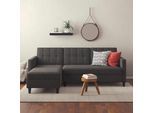 Ecksofa DOREL HOME "Hartford II", grau (anthrazit), B:213cm H:83cm T:154cm, Webstoff 100% Polyester, Sofas, Ecksofa, mit Bettfunktion und Stauraum, Recamiere beidseitig montierbar