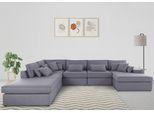 Wohnlandschaft OTTO HOME "Florid U-Form", grau (hellgrau), B:360cm H:75cm T:260cm, Baumwollmix (60% Baumwolle/40% Leinen);Struktur fein (100% Polyester);Samtoptik (100% Polyester);Samtvelours (100% Polyester);Struktur (100% Polyester);Struktur recycelt (100% recyceltes Polyester), Sofas, Wohnlandschaft, 6 Teile, bestehend aus Modulen, viele Bezugsqualitäten, auch in Cord