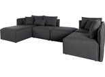 Wohnlandschaft OTTO HOME "Nöre U-Form", grau (dunkelgrau), B:340cm H:86cm T:172cm, Struktur fein (100% Polyester);Struktur (100% Polypropylene);Webstoff (100% Polyester);Samtoptik (100% Polyester);Luxus-Microfaser Lederoptik (100% Polyester);Baumwoll-/Leinenmix (60% Baumwolle/40% Leinen), Sofas, Wohnlandschaft, 5 Teile, in vielen Bezugsqualitäten und Farben s. auch "Nöre"