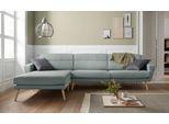 Ecksofa OTTO HOME "Bille L-Form", grün (mint), B:302cm H:86cm T:178cm, Samtoptik (100% Polyester);Luxus-Microfaser weich (100% Polyester);Struktur (100% Polyester);Struktur fein (100% Polyester), Sofas, Ecksofa, mit Naht im Rückenkissen und Beinen aus Eichenholz