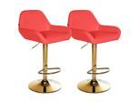 CLP 2er Set Barhocker Braga Kunstleder-Bezug mit Gold-Gestell I höhenverstellbar und 360 drehbar I moderner Barstuhl mit Fußstütze