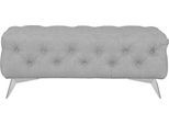 Polsterhocker HOME AFFAIRE "Glynis", grau, B:120cm H:45cm T:80cm, Struktur (100% Polyester);Samtoptik (100% Polyester), Hocker, Polsterhocker, aufwändige Knopfheftung, moderne Chesterfield Optik, Fußfarbe wählbar