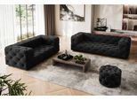 2-Sitzer HOME AFFAIRE "FOLLINA", schwarz, B:193cm H:71cm T:100cm, 100% Polyester, Sofas, 2-Sitzer Sofa mit klassischer Chesterfield-Knopfheftung