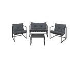 Ambia Garden Gartenset, Schwarz, Dunkelgrau, Metall, Glas, Textil, 4-teilig, Füllung: Polyester, Gartenmöbel, Gartenmöbel-Sets
