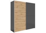 Boxxx Schwebetürenschrank, Graphit, Eiche Artisan, Holzwerkstoff, 2 Fächer, 170x191x59 cm, individuelle Frontgestaltung, Schlafzimmer, Kleiderschränke, Schwebetürenschränke