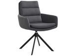 Dieter Knoll Armlehnstuhl, Schwarz, Metall, Leder, Echtleder, Rindleder, Füllung: Polyetherschaumkern, A-Form, 62.5x89x66.5 cm, Sitzfläche 360° drehbar, automatische Rückholfunktion, Esszimmer, Stühle, Esszimmerstühle, Armlehnenstühle