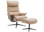 Xora Relaxsesselset, Schwarz, Taupe, Metall, Textil, Leder, Kombination Echtleder/Lederlook, Rindleder, 78x111x81 cm, Liegefunktion, Relaxfunktion, Wohnzimmer, Sessel, Relaxsessel