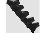 MP Women's Mid Rise Thong (5 Pack) - Black - XL