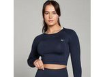 MP Damen Shape Nahtloses Langarm-Crop-Top — Navy - M