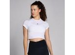 MP Damen Basics Körperbetontes Kurzarm-Crop-T-Shirt – Weiß - L