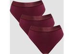 MP Damen Bikinislip mit Mittelhohem Bund (3er-Packung) – Dunkle Beere - S