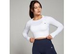 MP Damen Shape Nahtloses Langarm-Crop-Top — Weiß - S
