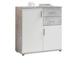 Carryhome Kommode, Grau, Weiß, Holzwerkstoff, 1 Fächer, 2 Schublade(n) Schubladen, 80x82x35 cm, stehend, Kleinmöbel, Kommoden, Kommoden