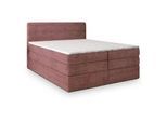 Masseno Boxspringbett Lunera 180x200 cm mit Matratze und Topper - Rosa , Holz , H2 + H3 , 180x200 cm , Schlafzimmer, Betten, Boxspringbetten