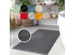 Badematte CARPET CITY "Topia Mats, Badteppich uni", grau (dunkelgrau), H:14mm, Polyester, Badematten, Badematte, Hochflor, Kaninchen Haptik, Polyester, Badezimmerteppich, waschbar