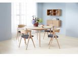 Essgruppe HAMMEL FURNITURE "Findahl/Basic by Hammel Single/City", braun (naturfarben, dunkelgrau, natur), Tisch: Platte: Eiche Melamin mit weiß pigmentierter Eichenkante (Mattlack), Gestell: Eiche massiv weiß pigmentiert. Stühle: Eiche weiß geölt. Sitz – Gepolstert mit Corsica 10. Polsterung - 100% Polyester. Haltbarkeit: 50.000 auf der Martindale Skala., Sitzmöbel-Sets, Essgruppe, mit Single Esst