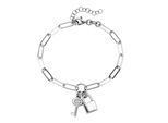 Armband SMART JEWEL "mit Anhänger Schloss und Schlüssel, Silber 925", silber, Armbänder, Damen, 19cm, Silber 925 (Sterlingsilber), Armband