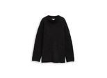 TOM TAILOR Damen Oversize Strickpullover mit Glitzer-Effekt, schwarz, Gemustert, Gr. M