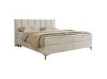 MKS Boxbett Drinea 180/200 - Hellbeige Velours - H4 , Beige , Textil , H4 , Rechteckig , 180x200 cm , Schlafzimmer, Betten, Boxspringbetten
