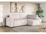 Ecksofa OTTO HOME "Zacharia wahlweise Schlafsofa mit Bettkasten, B/T/H 250/166/86 cm", beige (creme), B:250cm H:86cm T:166cm, 100% Polyester, Sofas, Ecksofa, L-Form mit Wellenunterfederung, Ottomane rechts oder links bestellbar