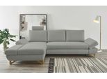 Ecksofa HOME AFFAIRE "City/Giron, L-Form", grau (hellgrau), B:284cm H:104cm T:166cm, 100% PES;Atmungsaktives Gewebe;Easy Clean ;Gramatur 340g/ qm +/- 5%, Sofas, Ecksofa, verstellbare Armlehnen mit Rasterfunktion