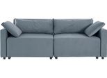 2-Sitzer HOME AFFAIRE "Marva 2tlg.", grau (hellgrau), B:220cm H:89cm T:90cm, Struktur fein (100% Polyester);Samtoptik (100% Polyester), Sofas, beide Elemente ausziehbar für Bettfunktion, mit Bettkasten