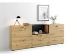 byLIVING Sideboard "Frame" 1 Stk. tlg. moderne Kommode mit Metalleinsatz und Glasplatte, 200cm breit.