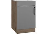 Spülenschrank WIHO KÜCHEN "Elba", grau (front: graphit, korpus: halifax eiche braun), B:50cm H:82cm T:57cm, Holzwerkstoff, Schränke, Spülenschrank, in den Breiten 50 und 60 cm