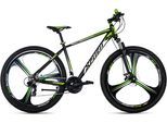 Mountainbike KS CYCLING "Xplicit" Gr. 53, schwarz (schwarz, grün, schwarz), Fahrräder, Damen, 53cm, 29 Zoll (73,66cm), für Herren, Kettenschaltung