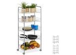 Relaxdays Rollregal , Silberfarben , Metall, Kunststoff , 40.5x91.5x26.5 cm , Esszimmer, Servierwagen