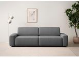 3-Sitzer HOME AFFAIRE "TORGE (257cm), Sofa,Schlafsofa in Cord, Samtvelours, Struktur fein", grau (anthrazit), B:257cm H:82cm T:105cm, 100% Polyester, Sofas, rundes Design, Schlaffunktion u. Bettkasten, Liegefläche: 135/200 cm