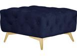 Polsterhocker HOME AFFAIRE "Glynis", blau (deep ocean), B:80cm H:45cm T:80cm, Struktur (100% Polyester);Samtoptik (100% Polyester), Hocker, Polsterhocker, aufwändige Knopfheftung, moderne Chesterfield Optik, Fußfarbe wählbar
