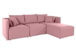 Ecksofa OTTO HOME "Nöre L-Form", rosa (rosé), B:262cm H:74cm T:172cm, Samtoptik (100% Polyester);Struktur (100% Polypropylene);Webstoff (100% Polyester);Struktur fein (100% Polyester);Luxus-Microfaser Lederoptik (100% Polyester);Baumwoll-/Leinenmix (60% Baumwolle/40% Leinen), Sofas, Ecksofa, 3 Teile, in vielen Bezugsqualitäten und Farben. Modulteile s. "Nöre"