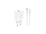 Dudao A20EU USB-A 18W wall charger - white + USB-A - USB-C cable