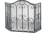 Kamingitter LOCKER, schwarz, B:85cm L:129cm T:1cm, Metall, Anzündkamine, mit Ornamenten