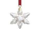 Dekohänger SWAROVSKI "Annual Edition Little Snowflake Ornament 2024", grün (kristallweiß, goldfarben, grün), Dekohänger, B/H/T: 0,8cm x 5,25cm x 3,9cm, Kristallglas, Metall, Polyester, Swarovski Kristall, B:0,8cm H:5,25cm T:3,9cm