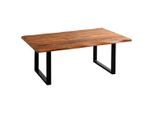Landscape Couchtisch, Schwarz, Akazie, Holz, Metall, Akazie, Hartholz, Holz, U-Form, 70x45x118 cm, einfacher Aufbau, Wohnzimmer, Wohnzimmertische, Couchtische, Couchtische Metall