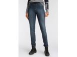 Skinny-fit-Jeans ARIZONA, Damen, Gr. 19, K + L Gr, blau (dunkelblau us), Jeans, Obermaterial: 75% Baumwolle, 24% Polyester, 1% Elasthan, Basic, eng lang, Jeans, extra-enger Schnitt, komfortable Leibhöhe, Used-Look-Waschung