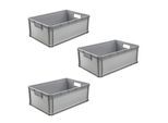 Transportbehälter KEEEPER "Transportbox robert, 3er Set, 45 L, 60 x 40 x 22 cm", nordic grau, B:40cm H:22cm L:60cm, Kunststoff, Transportboxen, säure- und laugenbeständig, 60 kg Tragkraft