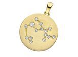Sternzeichenanhänger JOBO "Anhänger Sternzeichen rund", gelbgold 333, weiß, Schmuckanhänger, Damen, Schütze, Gelbgold 333, 333 Gold rund matt mit Zirkonia