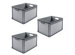 Transportbehälter KEEEPER "Transportbox robert, 3er Set, 64 L, 60 x 40 x 32 cm", grau (nordic grau), B:40cm H:32cm L:60cm, Kunststoff, Transportboxen, säure- und laugenbeständig, 60 kg Tragkraft