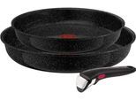 Pfannen-Set TEFAL "Ingenio Intens' Ceram", schwarz, Pfannen, abnehmbarer Griff, Thermo-Signal, Induktion, made in France