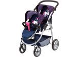 Zwillingspuppenwagen BAYER "mit Sonnendach", einhorn blau, pink, Puppenwagen, KinderB:46cm H:73cm T:63cm, Kunststoff, Metall, Polyester, B:46cm H:73cm T:63cm