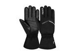 Skihandschuhe REUSCH "Marisa", Damen, Gr. 6,5, schwarz-weiß (schwarz, weiß), 87% Polyester, 13% Lederimitat, Handschuhe, mit winddichter und extra atmungsaktiver Funktion