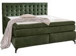 Boxspringbett JOCKENHÖFER GRUPPE "Jessica inklusive 9cm Kaltschaum-Topper", grün (dunkelgrün 423, 03), B:192cm L:214cm, Bezug Bett: 100% Polyester;Topper und Matratzenspiegel: 100% Polyester, Komplettbetten, Boxspringbett, und 7-Zonen-TTFK-Matratze (H3,H3/H4 oder H4), Liegefläche 180x200cm